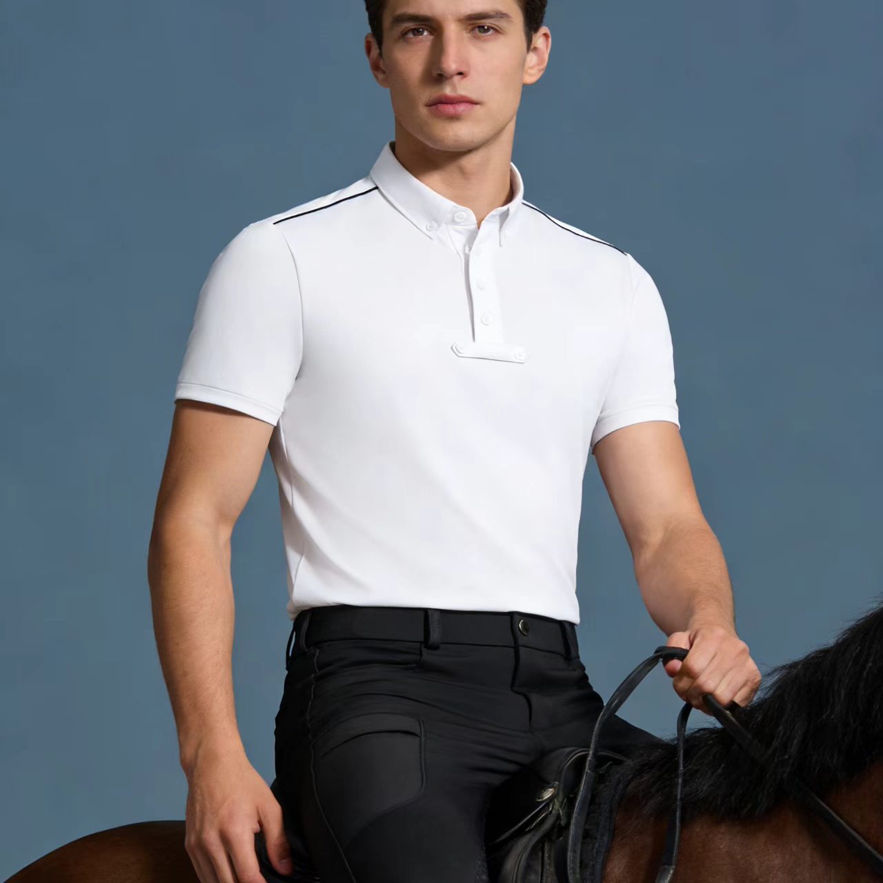 Summer Equestrian Clothing - Мужская трикотажная рубашка-поло для верховой езды,