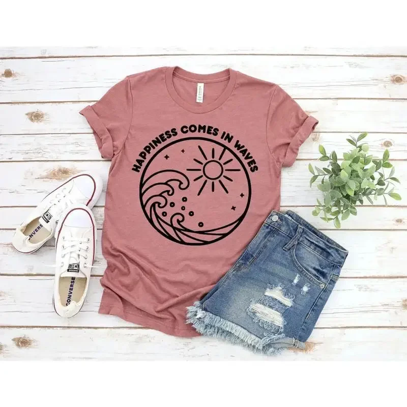Summer Clothing Ideas For Women - Футболка «Счастье приходит волной» — идеи
