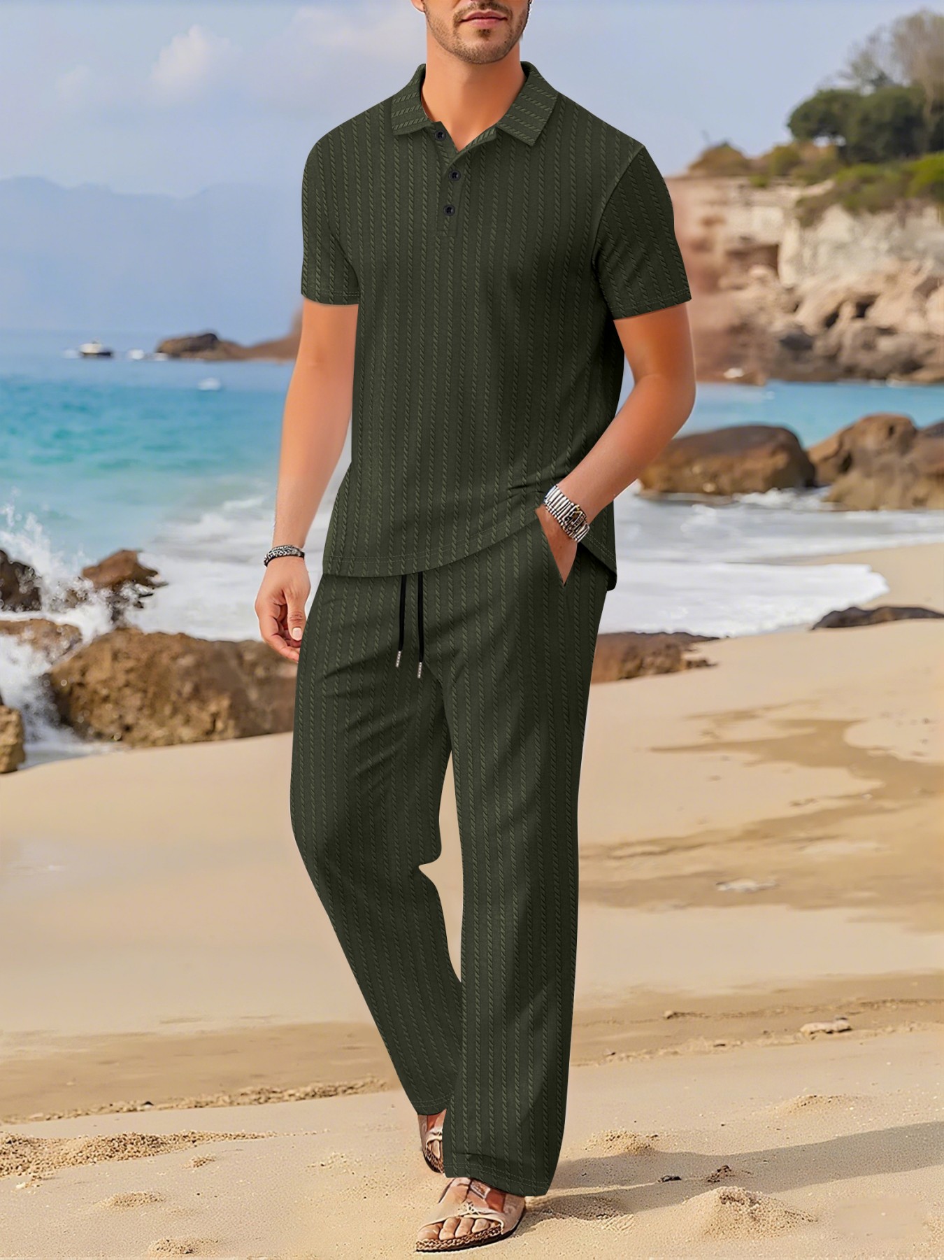Summer Clothing For A Beach - Новый летний комплект с отложным воротником,