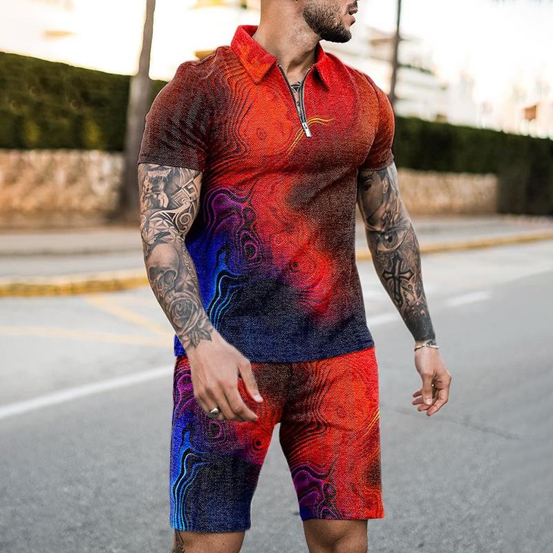 Summer Clothing For A Beach - Летний костюм-поло с молнией, 2 предмета,