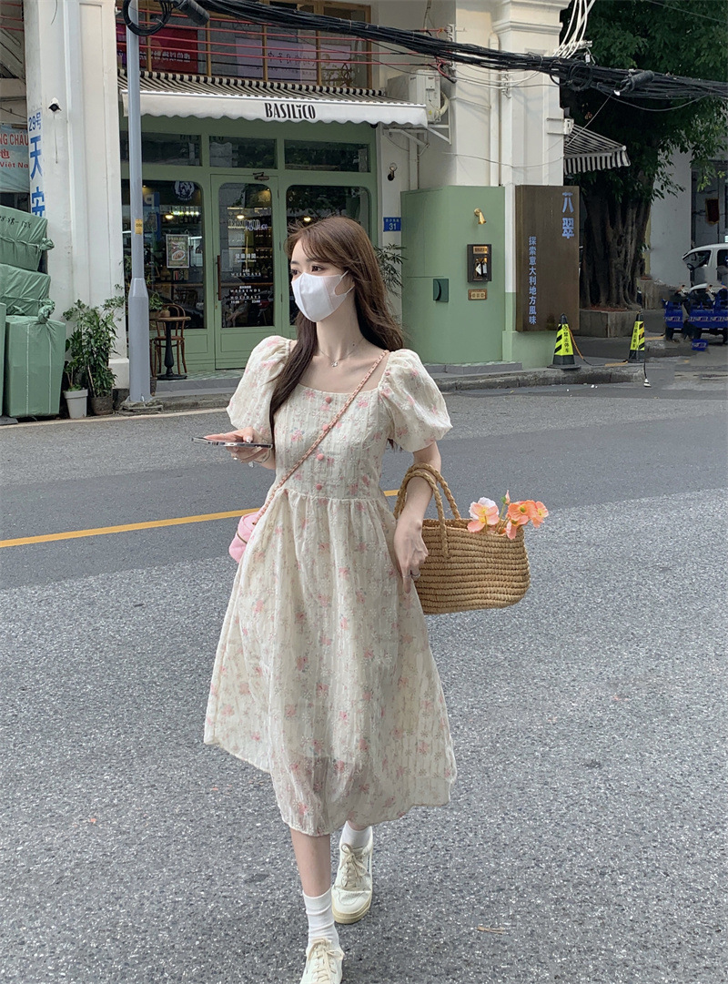 Sundress Midi Floral - Платье миди с цветочным принтом, квадратным