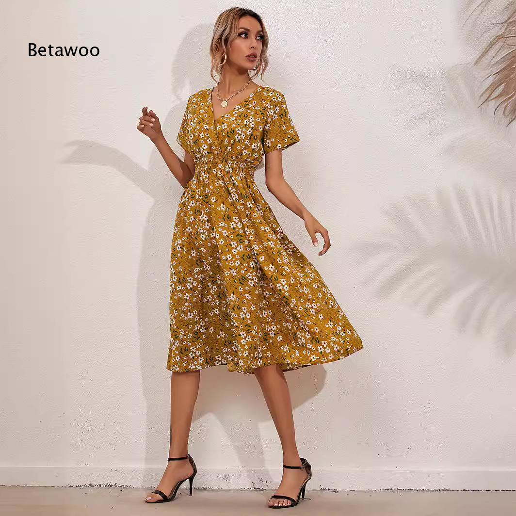 Sundress Midi Floral - Женское летнее платье миди с цветочным