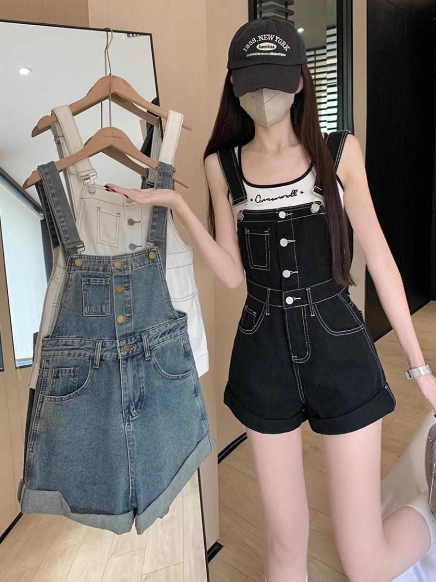 Summer Loving Clothing - Комбинезоны женские однотонные подтяжки джинсовые отпускные