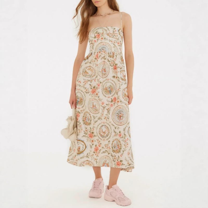 Sundress Midi Floral - Женское винтажное платье миди с цветочным