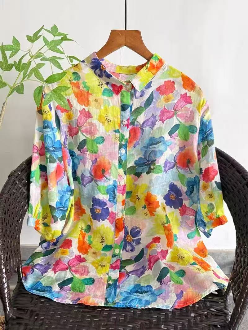Japan Summer Clothing Women - Женская рубашка из чистого рами с