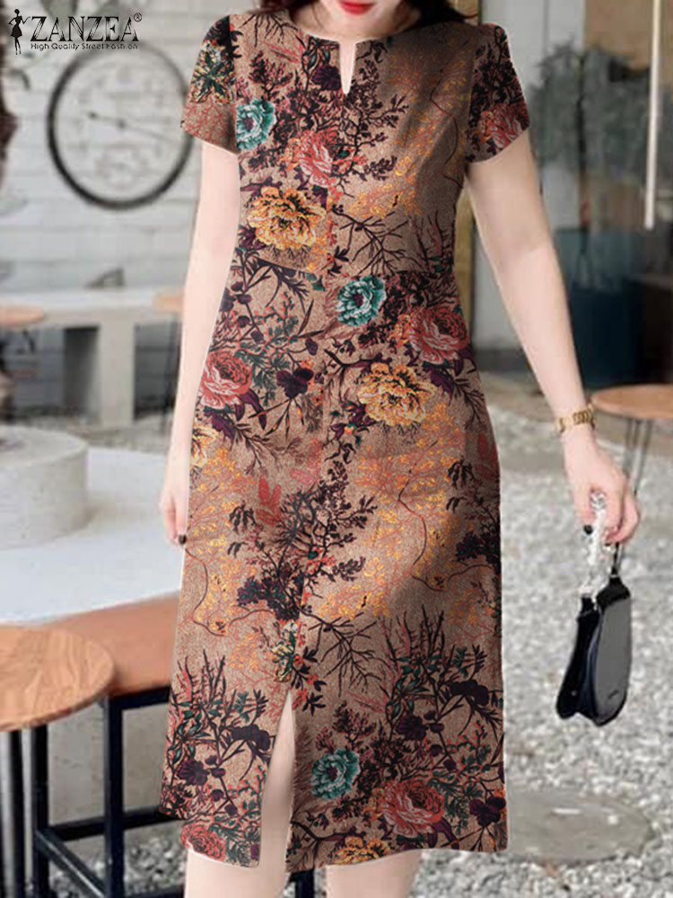 Платье ZANZEA женское хлопково – обзор и цена Sundress Midi Floral