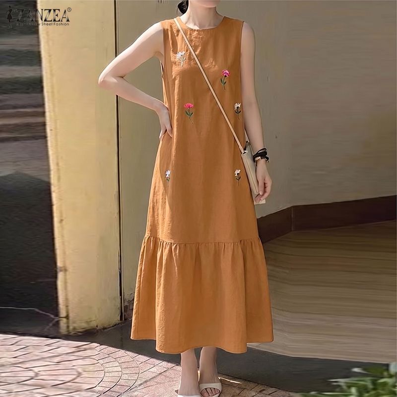 Модный летний сарафан ZANZEA,  – обзор и цена Sundress Midi Floral