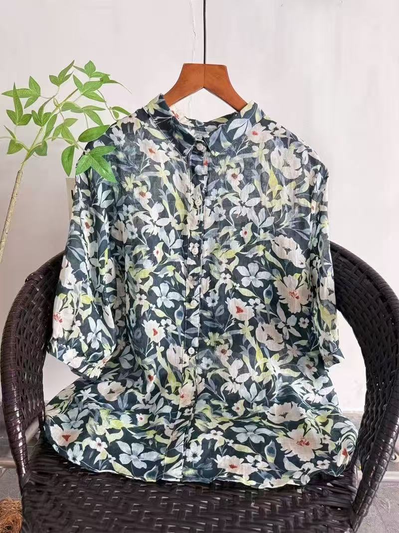 Женская рубашка из чистого рам – обзор и цена Japan Summer Clothing Women