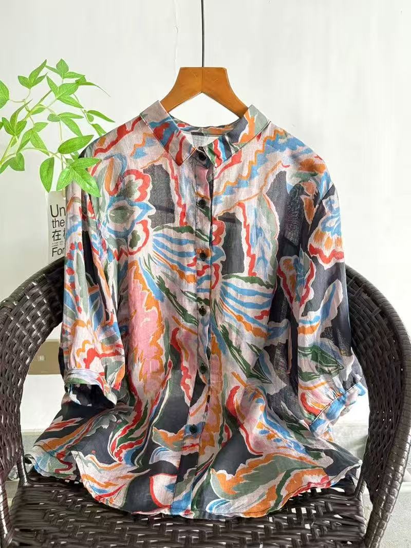 Женская рубашка из чистого рам – обзор и цена Japan Summer Clothing Women